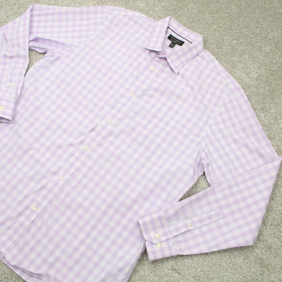 Banana Republic Shirt Men XL 17-17 1/2,  35/36 Purple Non-Iron Tailored Slim L/S - Picture 4 of 14